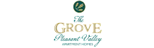 Elegant logo for The Grove Pleasant Valley Apartment Homes, featuring classic typography with a leafy emblem.