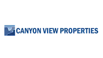 Canyon View Properties logo featuring stylized canyon imagery in sleek blue tones.