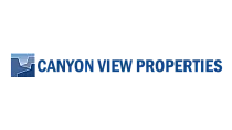 Canyon View Properties logo featuring a stylized canyon graphic with bold, modern typography.