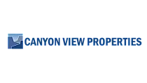 Canyon View Properties logo featuring a stylized canyon design in shades of blue.