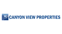 Canyon View Properties logo featuring elegant mountain design in a sleek blue color scheme.