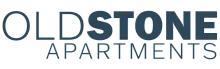 Modern logo design for Oldstone Apartments, featuring sleek blue typography.
