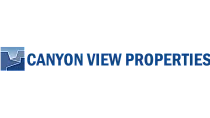 Canyon View Properties logo featuring a stylized canyon design with a blue color scheme.