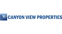 Canyon View Properties logo featuring a stylized canyon design in blue tones.