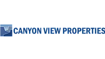 Logo of Canyon View Properties featuring a stylized canyon graphic in blue and the company name in bold font.