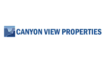 Elegant Canyon View Properties logo with mountain imagery evoking stunning landscapes and modern living.