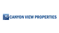 Canyon View Properties logo featuring a stylized canyon design in blue gradient.