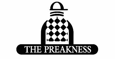 Elegant Preakness logo featuring a stylized jockey helmet and checkered design.