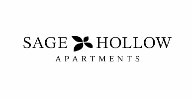 Elegant logo for Sage Hollow Apartments featuring a stylish leaf design.