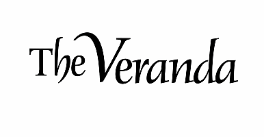 Elegant script of The Veranda logo on a white background, symbolizing sophistication and style.