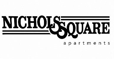 Nichols Square Apartments logo in elegant black text on a clean white background.