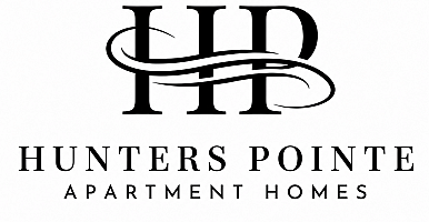 Elegant logo for Hunters Pointe Apartment Homes featuring classic typography and stylish design.