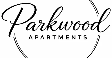 Elegant Parkwood Apartments logo featuring stylish typography enclosed in a sleek circular design.