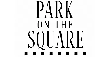 Elegant logo for Park on the Square Apartment Homes, featuring a modern and sophisticated black and white design.