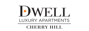 Elegant logo for Dwell Luxury Apartments at Cherry Hill, featuring a modern and sophisticated design.