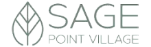 Modern Sage Point Village logo featuring a stylized leaf, embodying natural elegance and sophisticated community living.