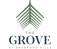 Modern logo for The Grove at Bradford Hills featuring a stylish leaf design.
