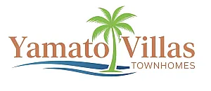 Yamato Villas Townhomes logo featuring a palm tree and flowing blue lines, conveying a tropical and serene lifestyle.