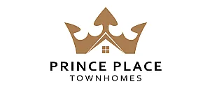 Elegant Prince Place Townhomes logo featuring a stylized crown with a house icon, symbolizing luxurious living and royal comfort.