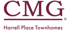 Elegant logo for CMG Harrell Place Townhomes, offering premium living spaces.