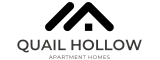 Modern and stylish logo for Quail Hollow Apartment Homes, featuring sleek typography on a dark background.