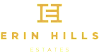 Elegant Erin Hills Estates logo featuring a stylized gold letter E with sophisticated typography.