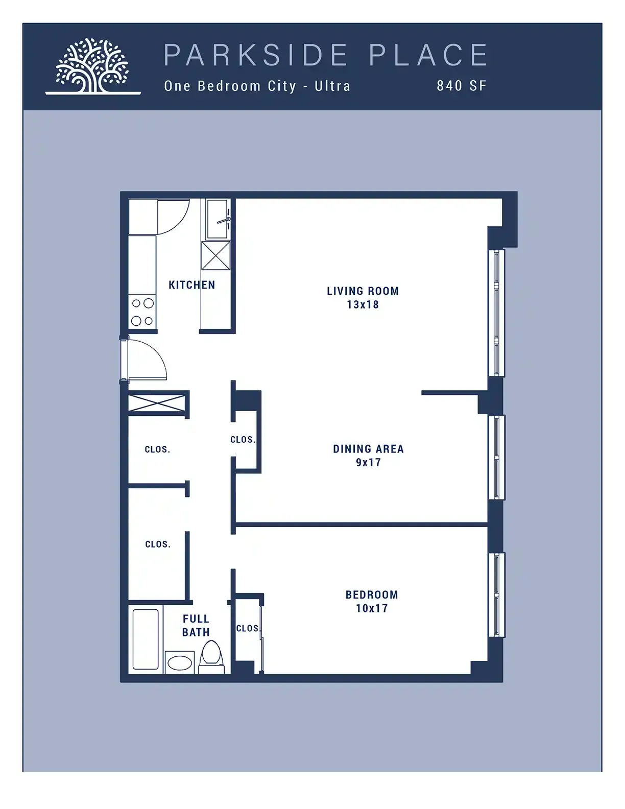 1 Br Ultra City Floor Plan Layout