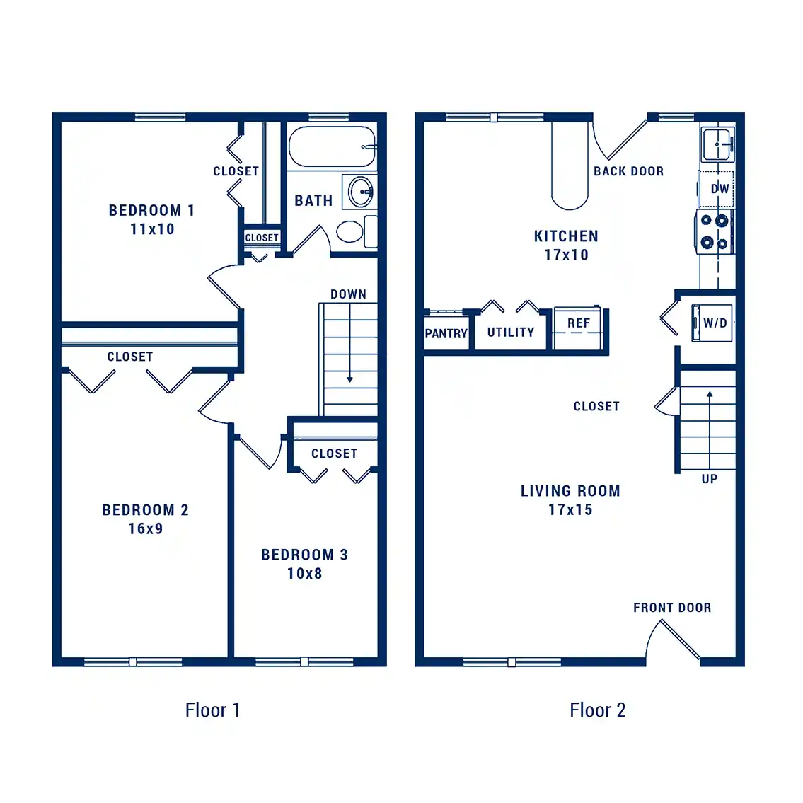 Charming two-story floor plan featuring 3 bedrooms, a spacious kitchen, and an inviting living room.