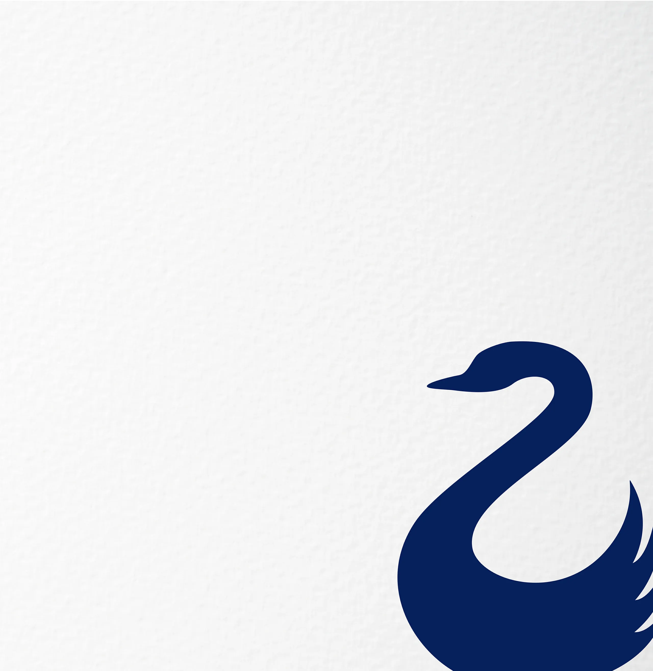 Minimalistic image featuring a stylish dark blue swan silhouette set against a textured white background, exuding elegance and modernity.