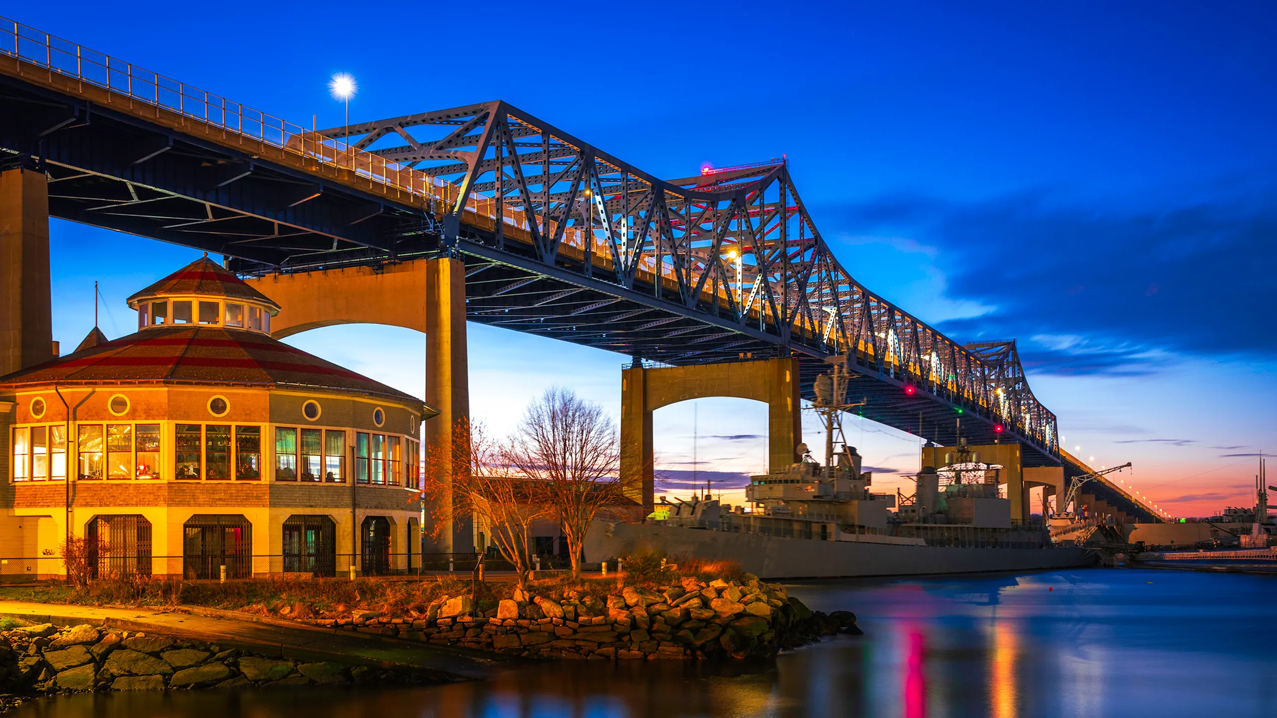 Braga Bridge Fall River twilight