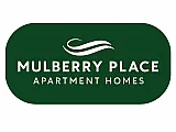 Mulberry Place Apartment Homes logo with elegant wave design on a rich green background.