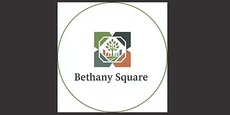 Bethany Square logo featuring a modern, geometric design with a tree icon, emphasizing a harmonious urban living space.