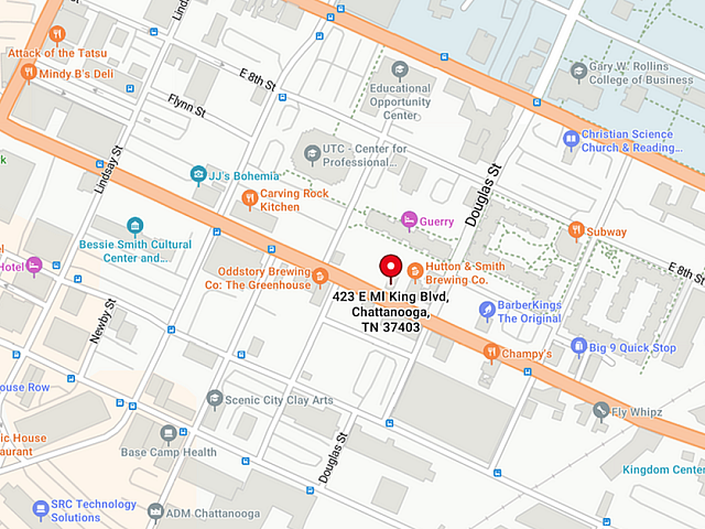 Map location for 423 East Martin Luther King Boulevard Chattanooga TN