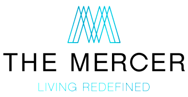 Modern logo design with overlapping blue lines forming a stylish emblem above the words 'Living Redefined' on a black background.