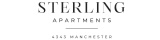 Elegant logo for Sterling Apartments at 4343 Manchester, showcasing modern typography and style.