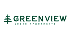 Elegant Greenview Urban Apartments logo featuring a stylized green tree, symbolizing modern living intertwined with nature.