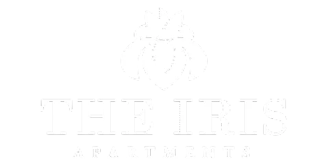 The Iris Apartments logo featuring a sleek design with an elegant floral motif.