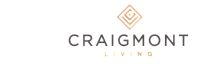 Elegant Craigmont Living logo featuring a modern geometric design in soft peach and black.