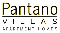Pantano Villas Apartment Homes logo with elegant design and classic yellow script, highlighting luxurious living.
