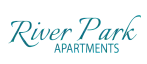 Elegant River Park Apartments logo featuring stylish typography in a soothing blue color.