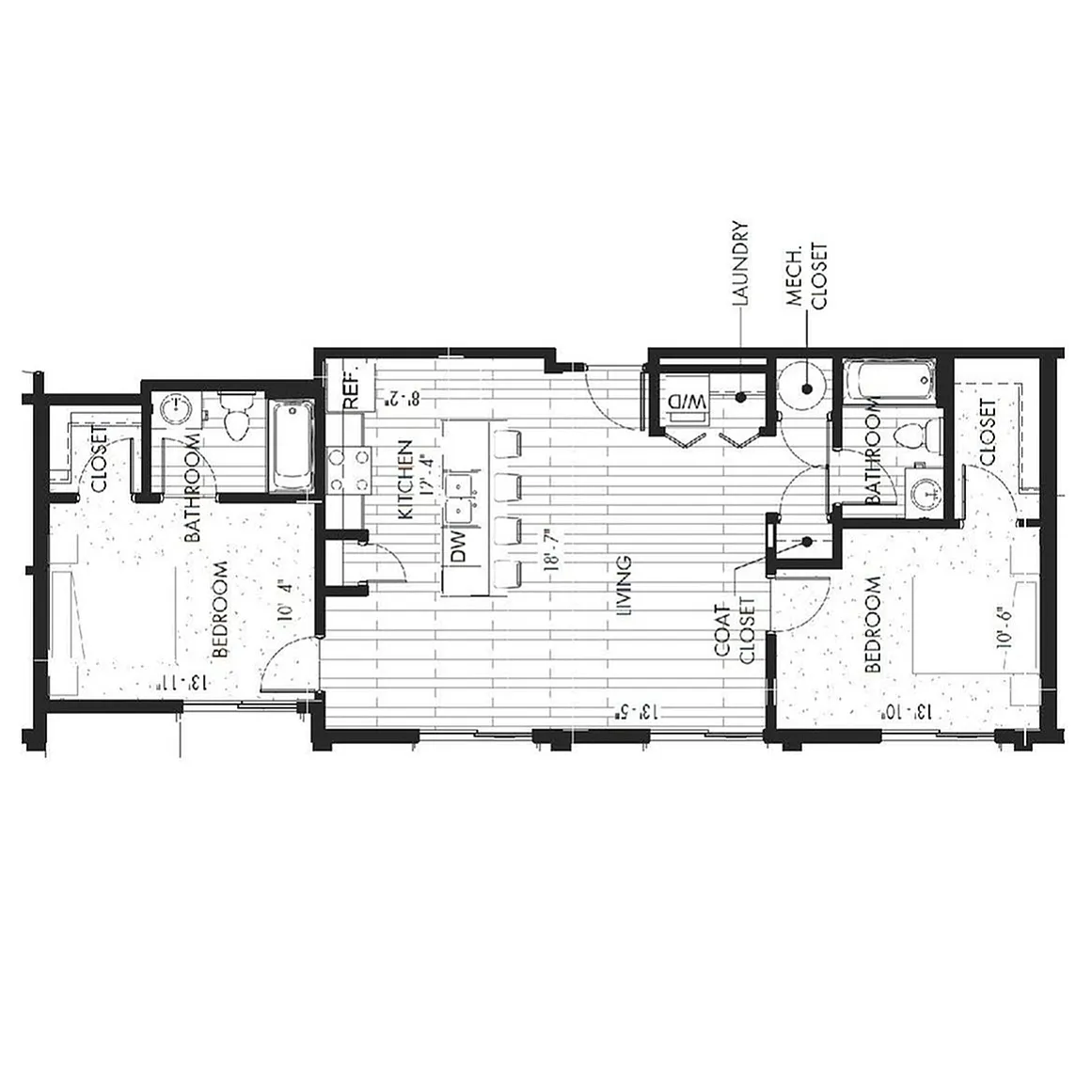 Monon Lofts - Two Bedroom Floorplan
