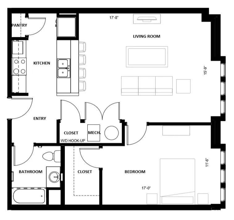 Lawrence Senior - One-Bedroom Floorplan