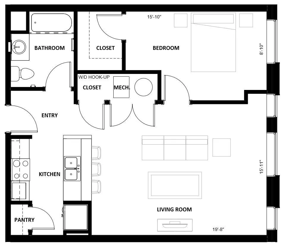 Lawrence Senior - One-Bedroom Floorplan