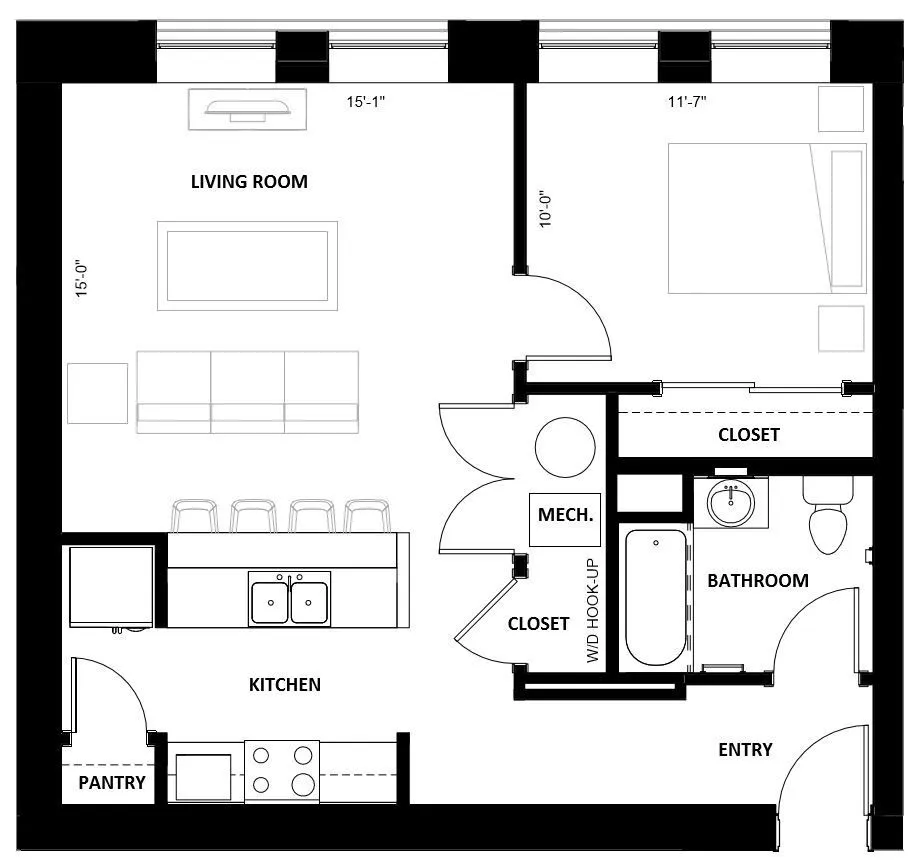 Lawrence Senior - One-Bedroom Floorplan