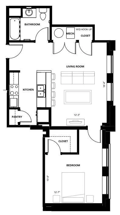 Lawrence Senior - One-Bedroom Floorplan