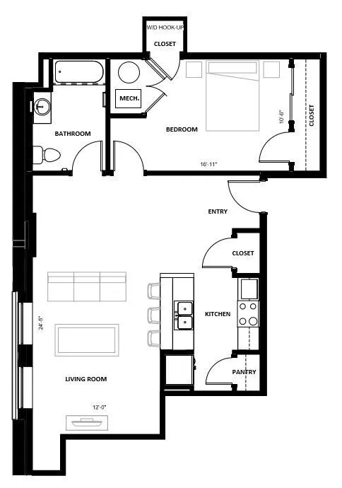 Lawrence Senior - One Bedroom Floorplan