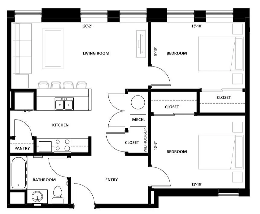 Lawrence Senior - Two-Bedroom Floorplan
