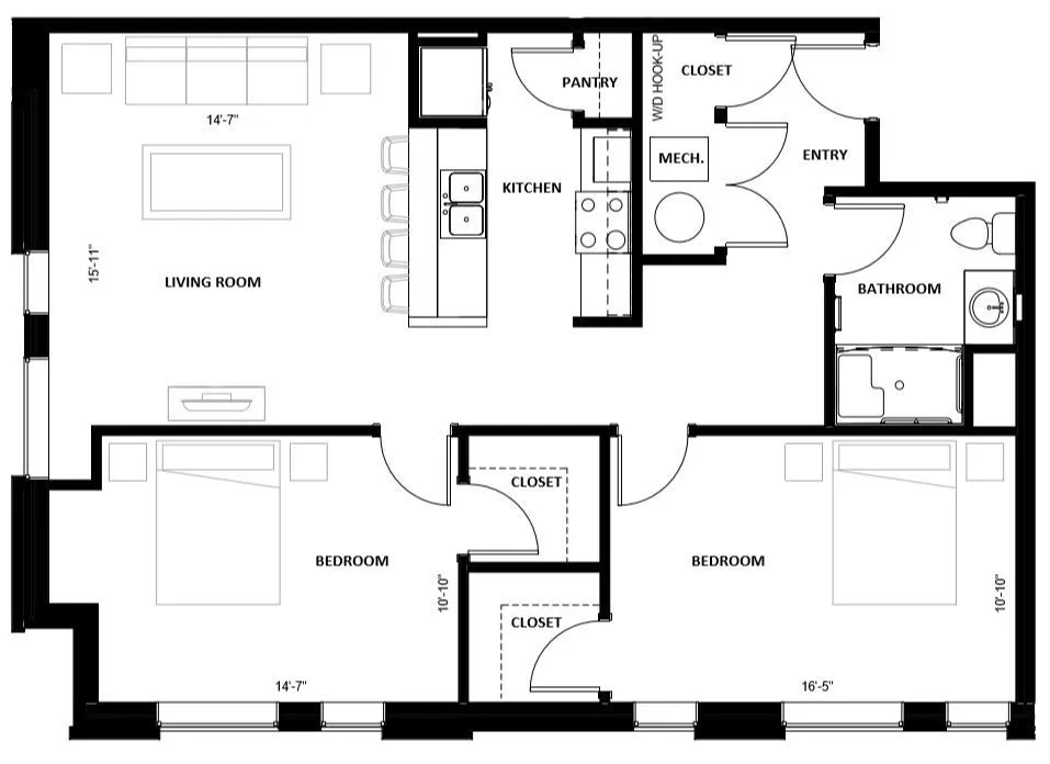 Lawrence Senior - Two Bedroom Floorplan