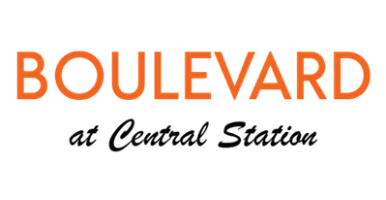 Boulevard at Central Station logo in bold orange and sleek script font.