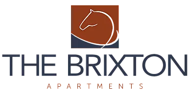 Elegant logo for The Brixton Apartments featuring a stylish horse icon.